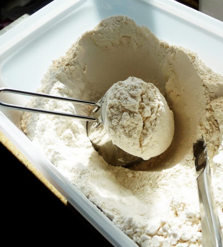 photo of flour, an ingredient in photo of lemon white chocolate cookie recipe