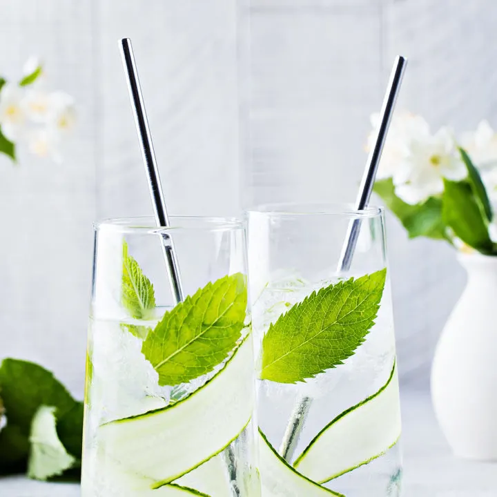 photo of two glasses of cucumber mint water