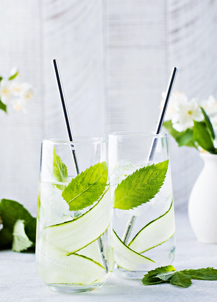 photo of two glasses of cucumber mint water
