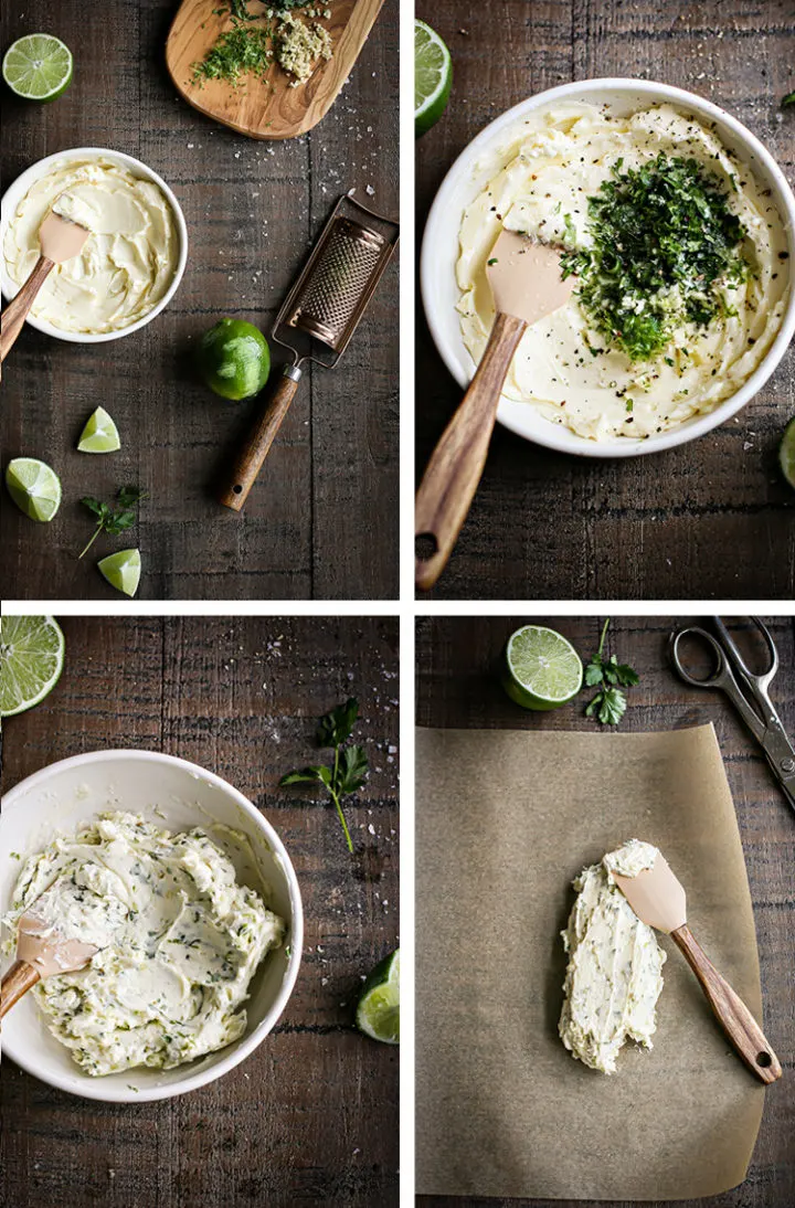 step by step photos of making cilantro lime butter