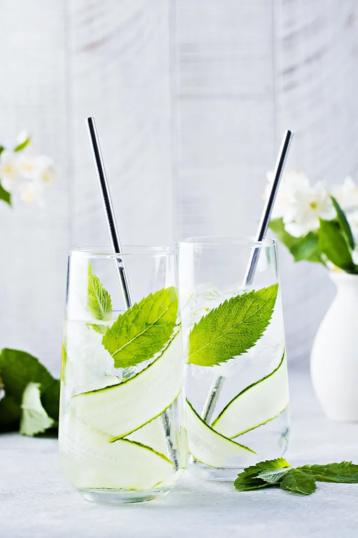 photo of two glasses of cucumber mint water