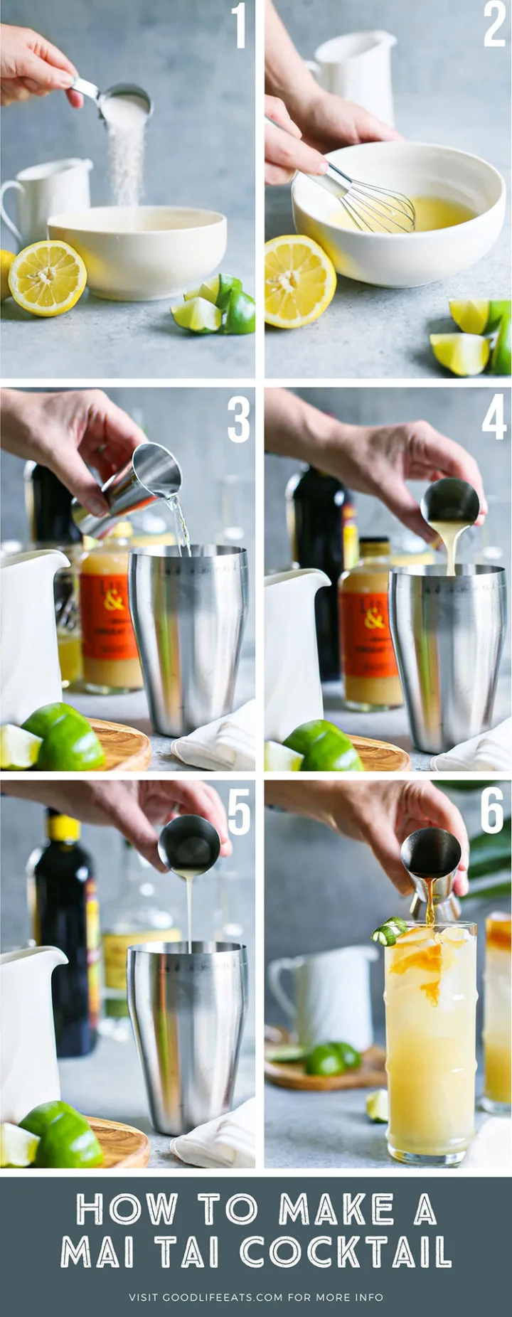 step by step photos showing how to make a mai tai cocktail