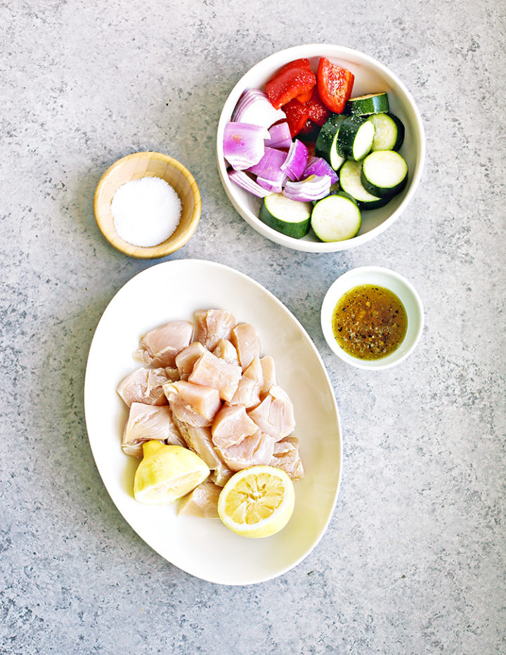 ingredients to make honey garlic lemon grilled chicken kebabs