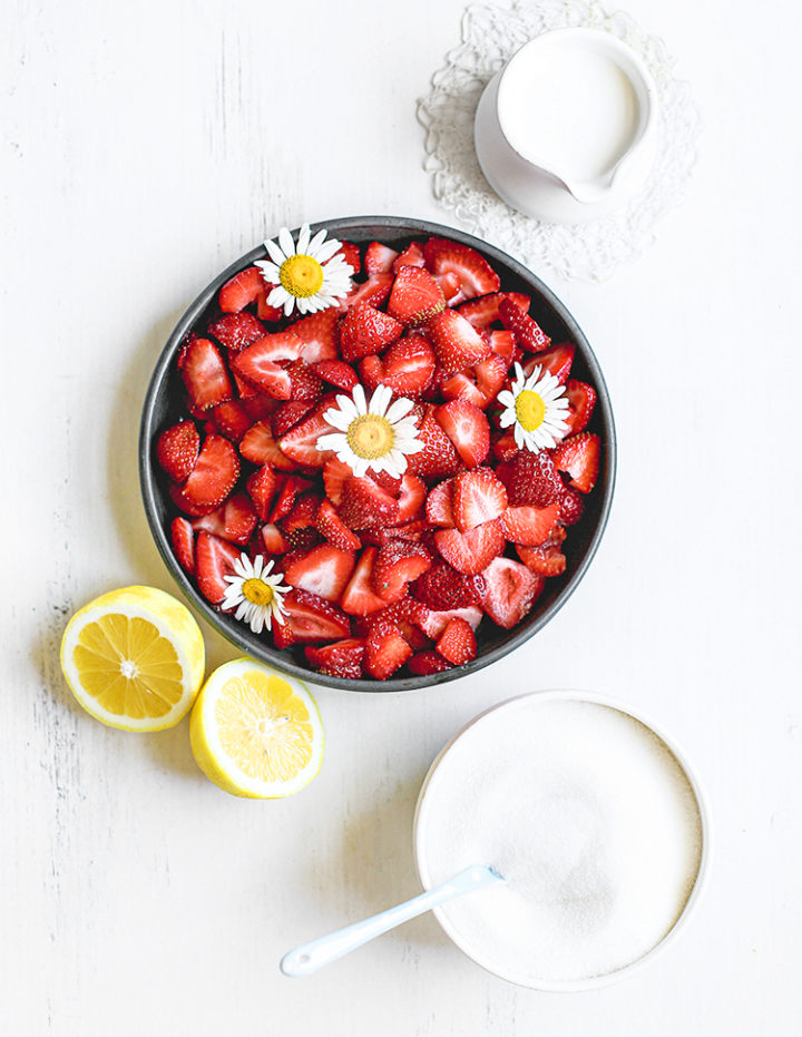 photo of ingredients in strawberry gelato