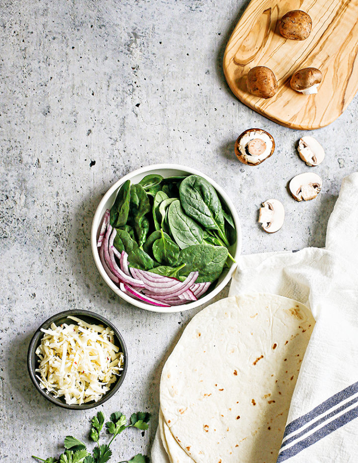 photo of ingredients in a veggie quesadilla recipe