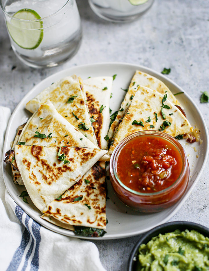 photo of a stack of veggie quesadillas on a plate