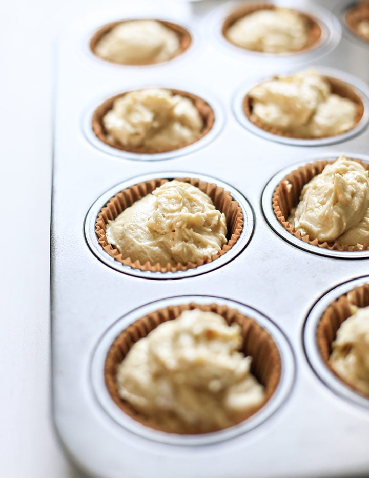 photo of cupcake batter in a baking pan