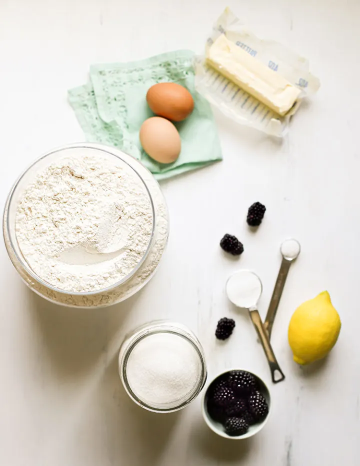 photo of ingredients needed to make lemon blackberry cupcakes