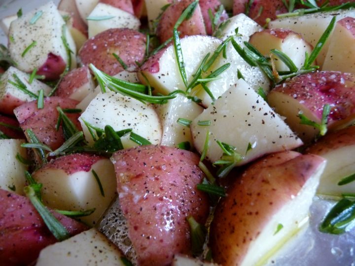 photo of red potatoes in a foil pouch for grilling