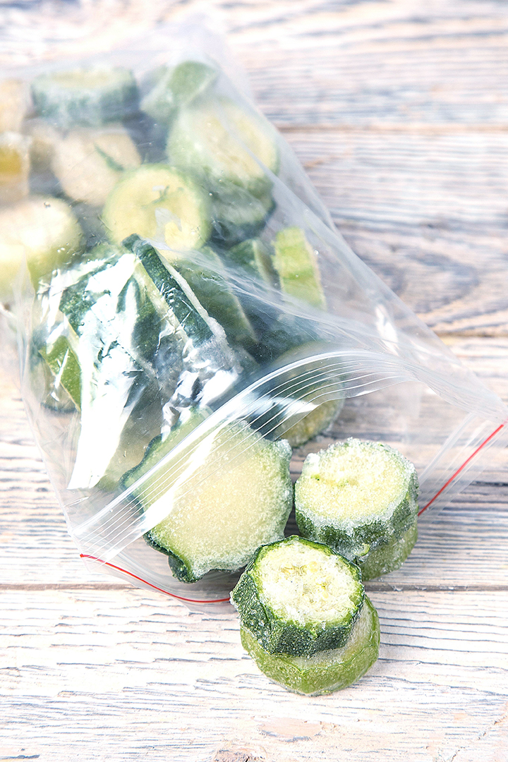 photo of sliced frozen zucchini