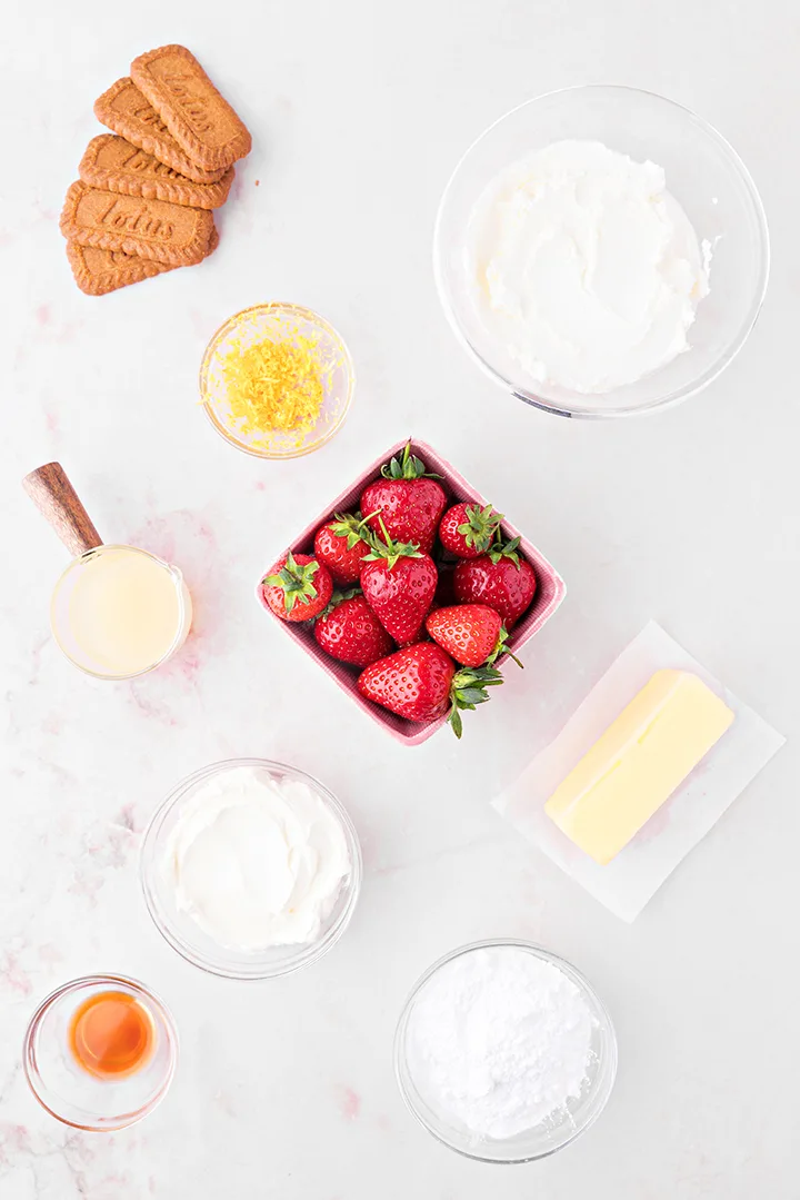 photo of ingredients to make no-bake strawberry lemon tart
