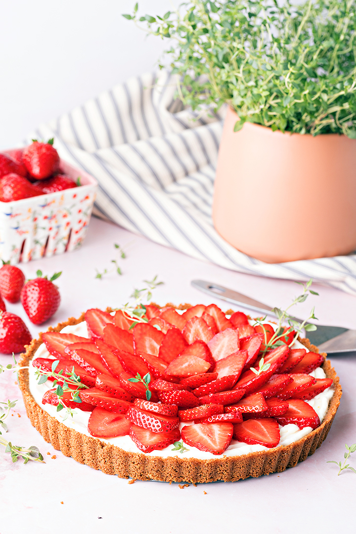photo of a no-bake strawberry lemon tart