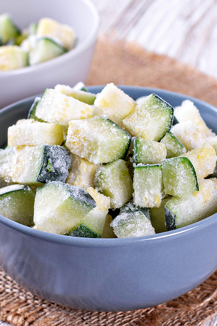 photo of frozen zucchini in a bowl