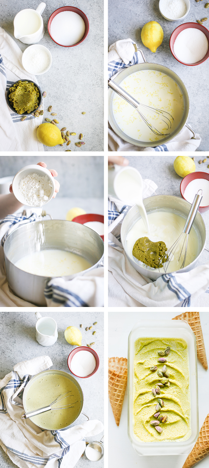 step by step photos of how to make pistachio gelato