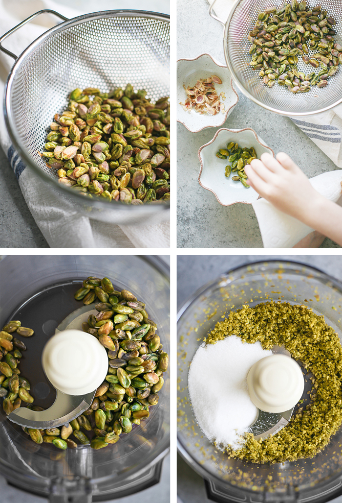 step by step photos of how to make pistachio paste for pistachio gelato