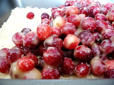 photo of tart cranberry filling for this recipe for cranberry crumb bars