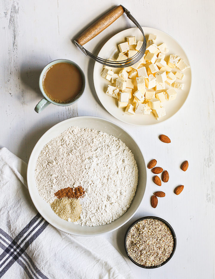 photo of ingredients to make the dough for a mixed berry galette