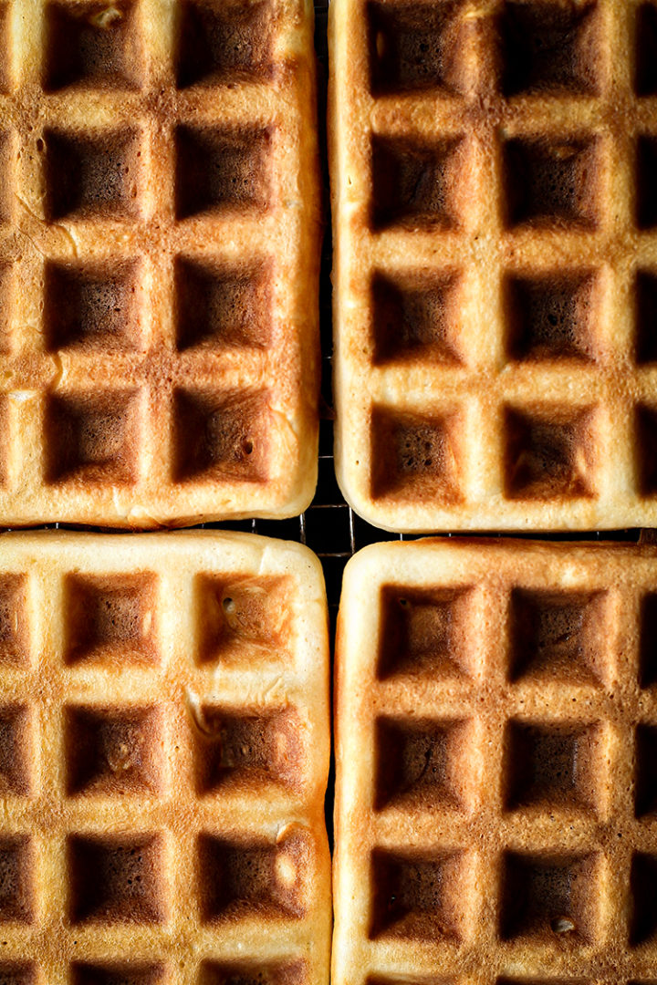 close up photo of homemade pecan waffles