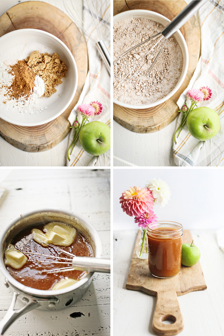 step by step photos showing how to make apple cider syrup