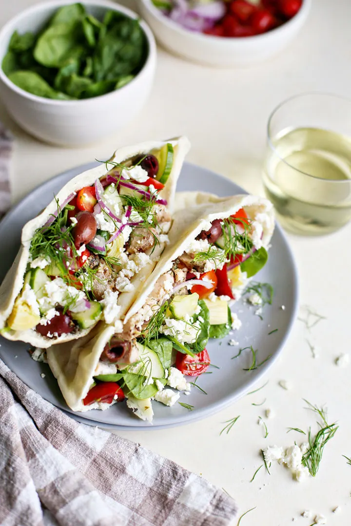 Grilled Chicken Greek Pita Pockets