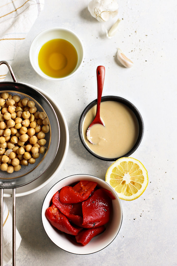 photo of red pepper hummus ingredients