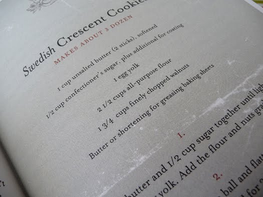 photo of a printed recipe for swedish crescent cookies