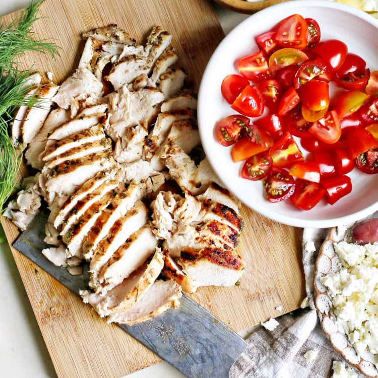 photo of greek marinated chicken