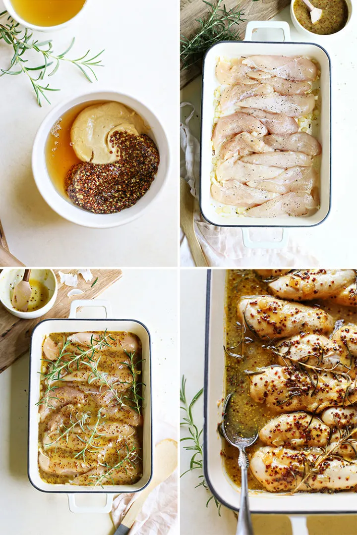 step by step photos showing how to make honey mustard chicken