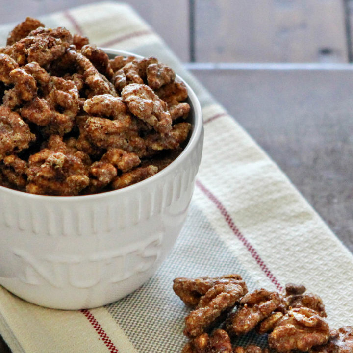 bowl of glazed walnuts