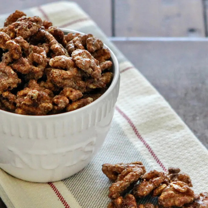 bowl of glazed walnuts