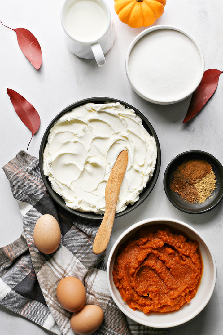 photo of ingredients to make pumpkin cheescake