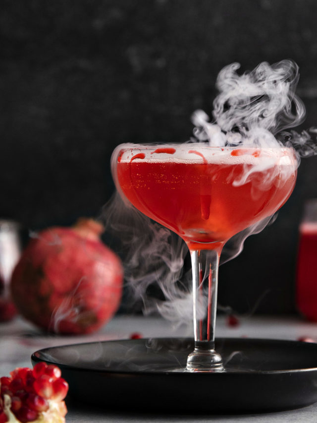 Spooky “Bloody” Pomegranate Cocktail for Halloween Parties