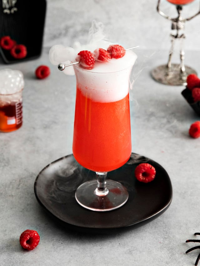 Spooky Gin Spritz: Tart Raspberry Cocktail for Halloween