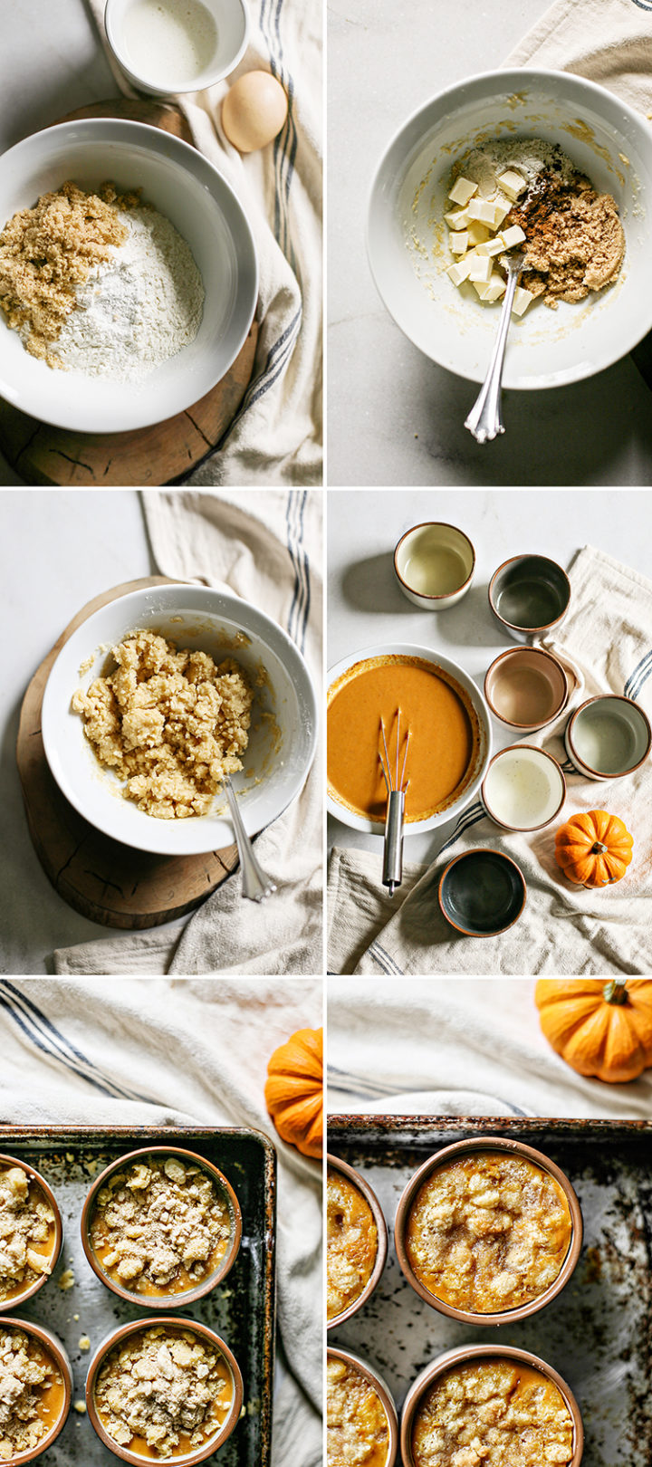 step by step photos showing how to make a recipe for pumpkin cobbler