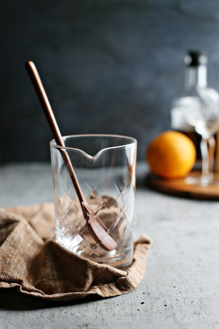 photo of tools needed to make a black manhattan cocktail