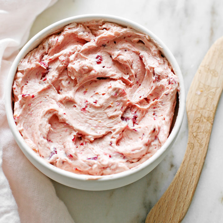 photo of cranberry butter in a white bowl