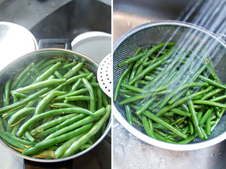photo of how to blanch green beans before making sautéed green beans