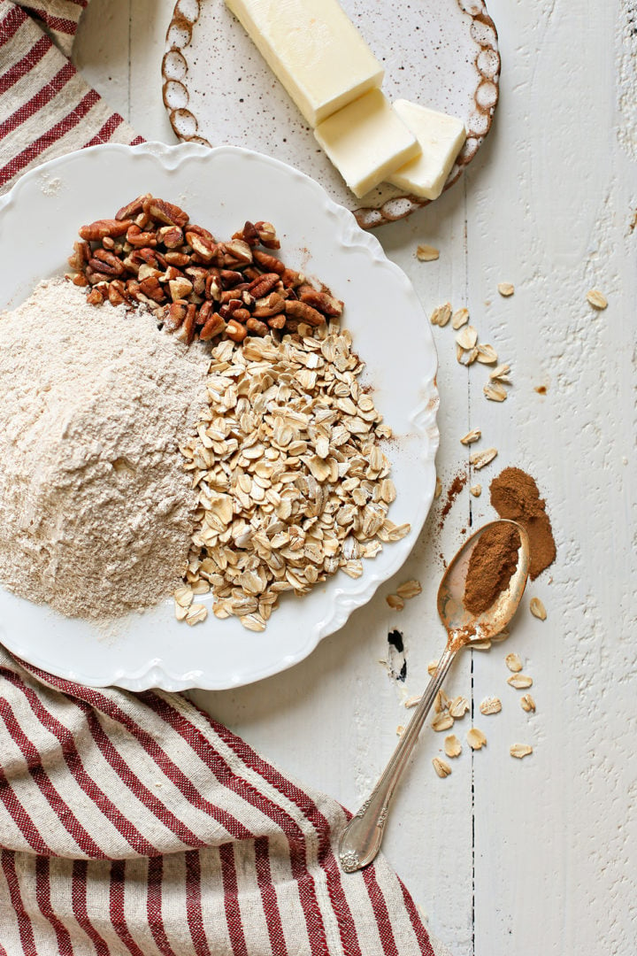 photo of ingredients needed to make Crumble Topping for a Cranberry Apple Pie 