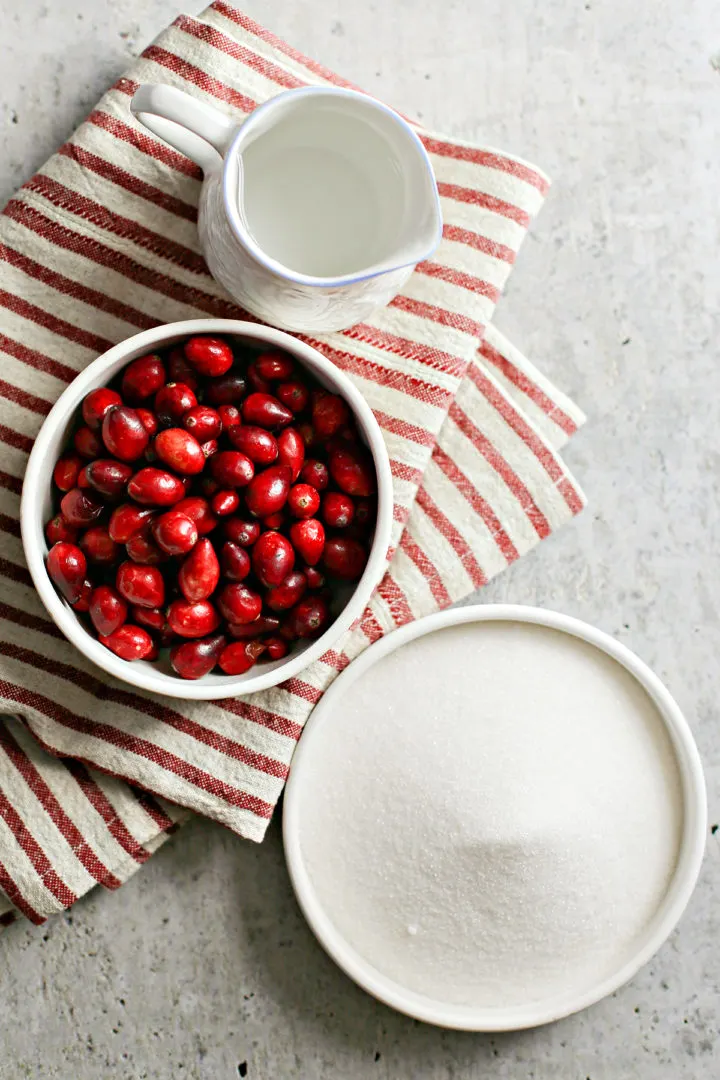 photo of ingredients needed to make sugar coated cranberries