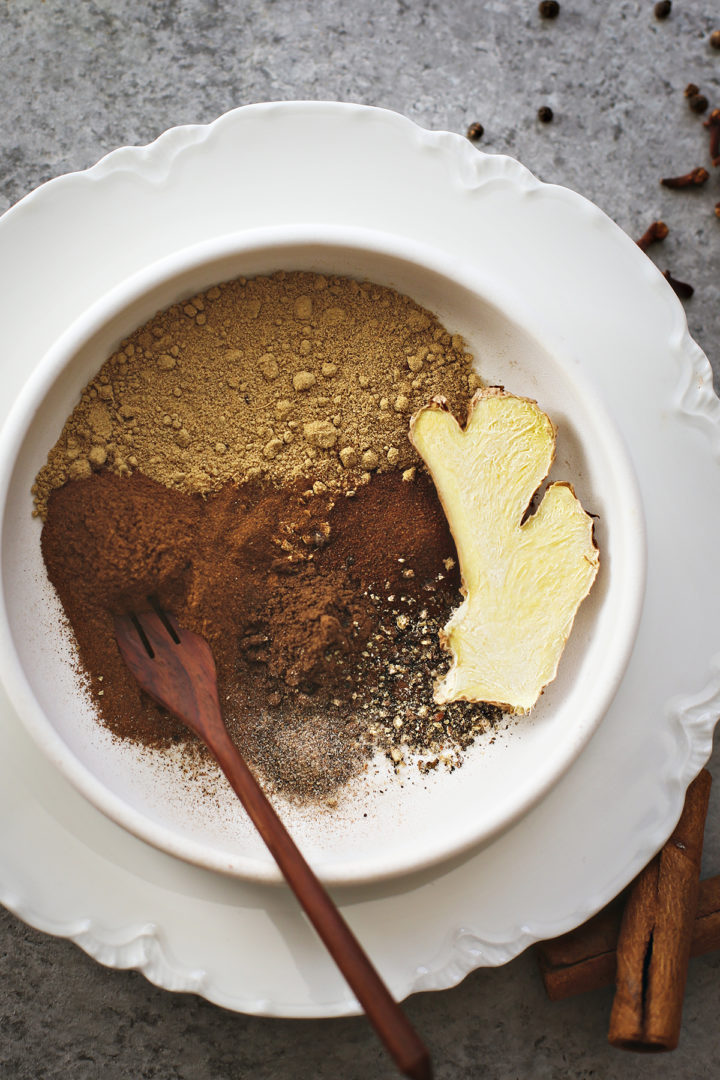 close up photo of a bowl of gingerbread spices