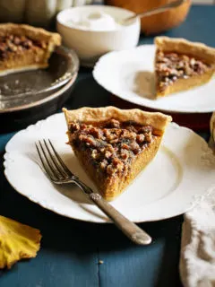 photo of pumpkin pecan pie