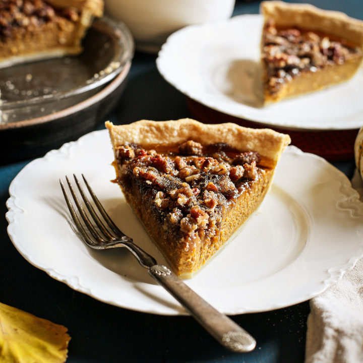 photo of pumpkin pecan pie