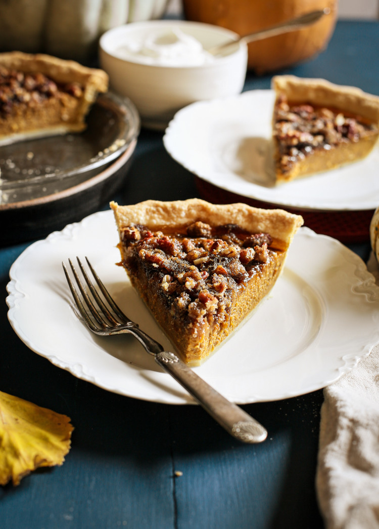 photo of pumpkin pecan pie