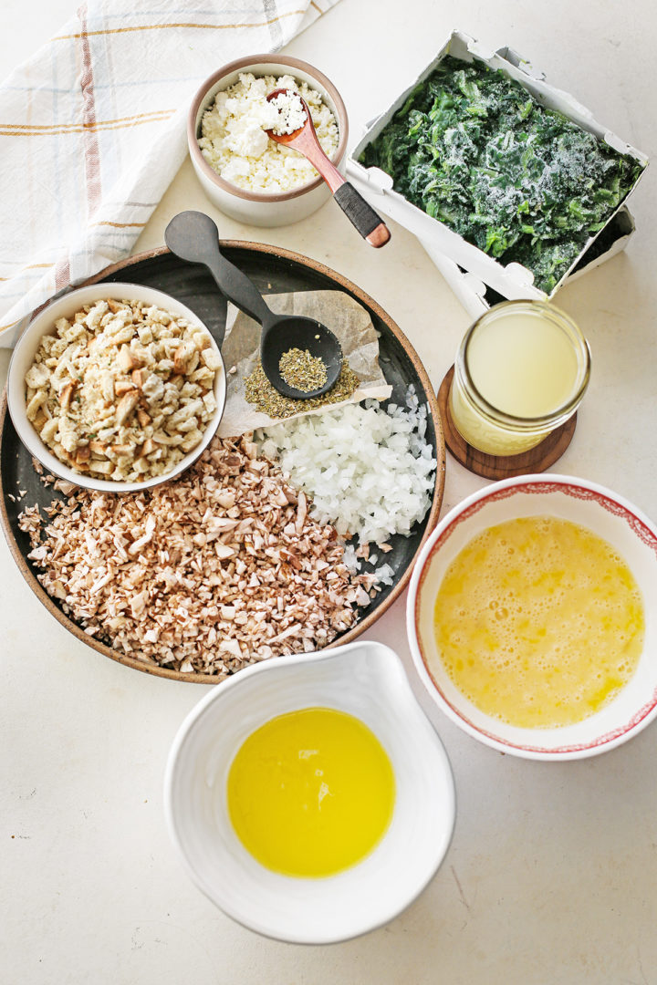 photo of all the ingredients to make this spinach balls recipe