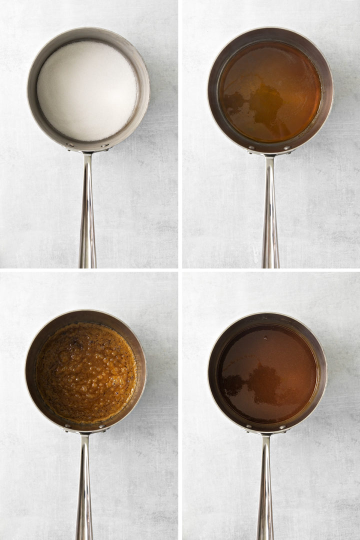 step by step photos showing how to make caramel sauce for hot chocolate salted caramel