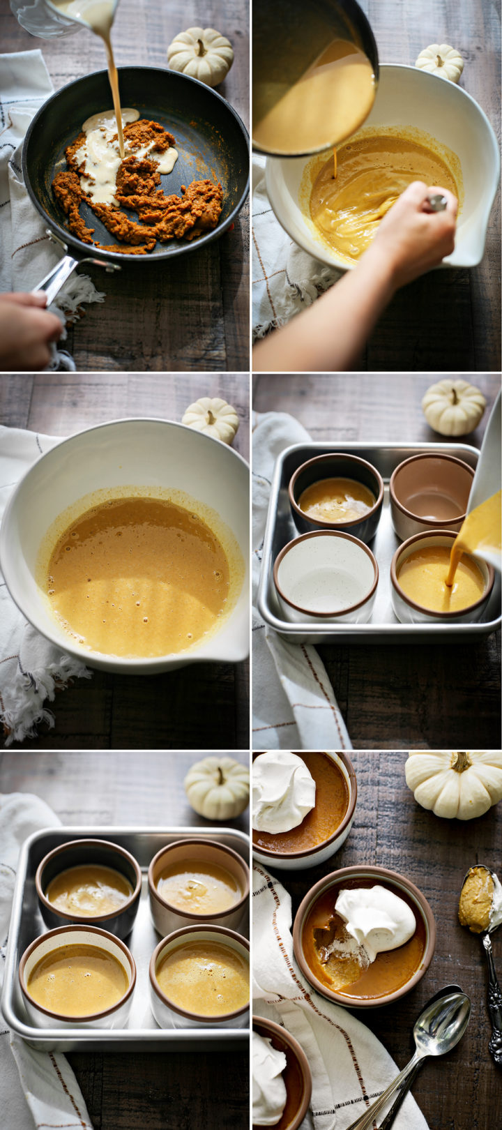 step by step photos showing how easy it is to make pumpkin custard