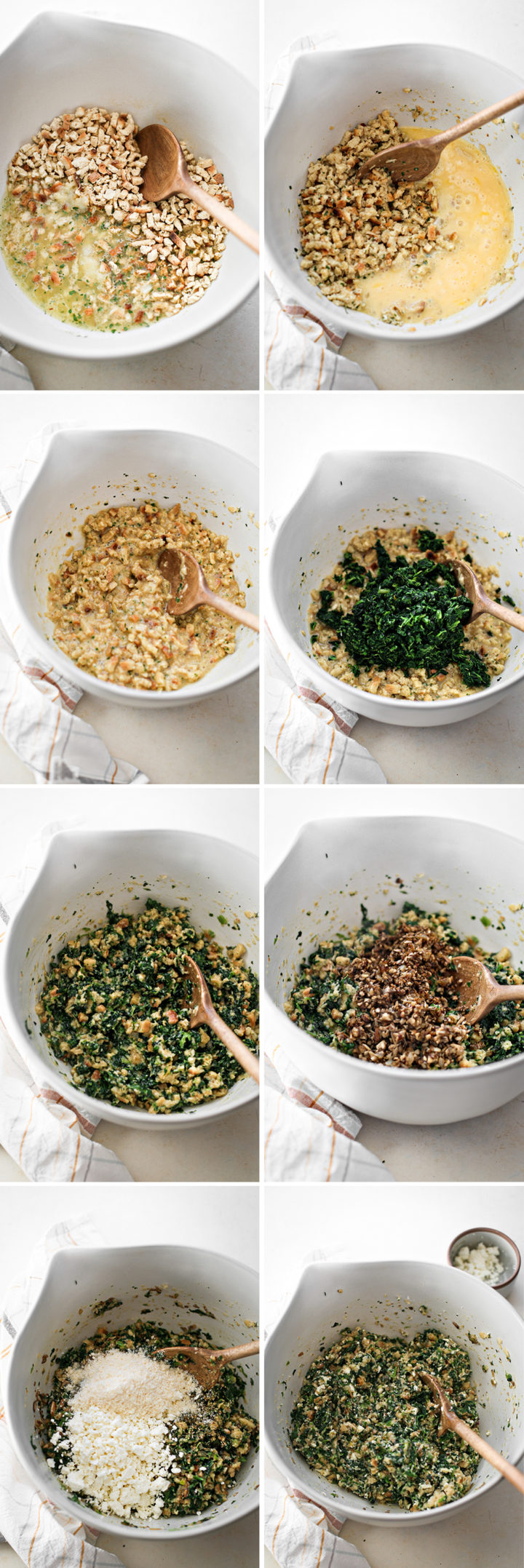 step by step photos showing how to make spinach balls