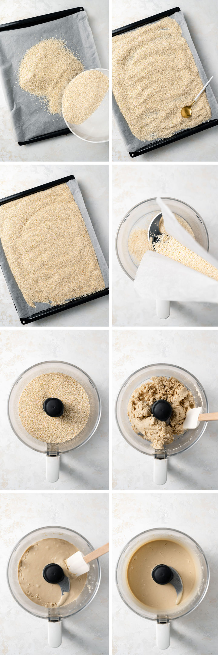step by step photos showing how to make tahini