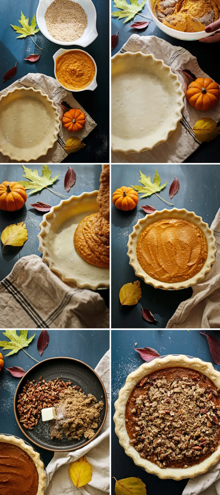 step by step photos to make pumpkin pecan pie