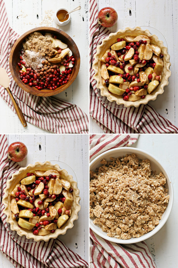 step by step photos showing how to make a cranberry apple pie